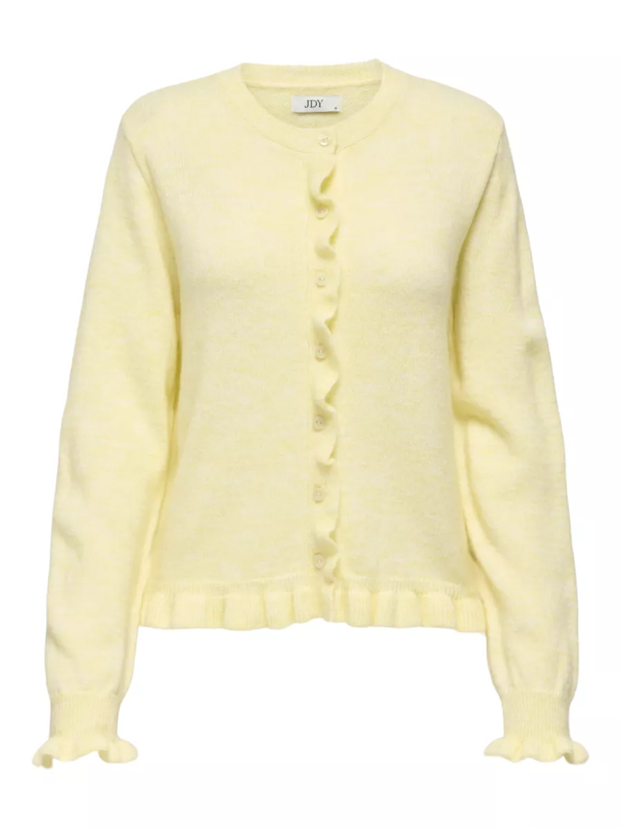 JDY-JDYLETTY L/S ON FRILL CARDIGAN KNT-15363485-Pastel Yellow-GEEL