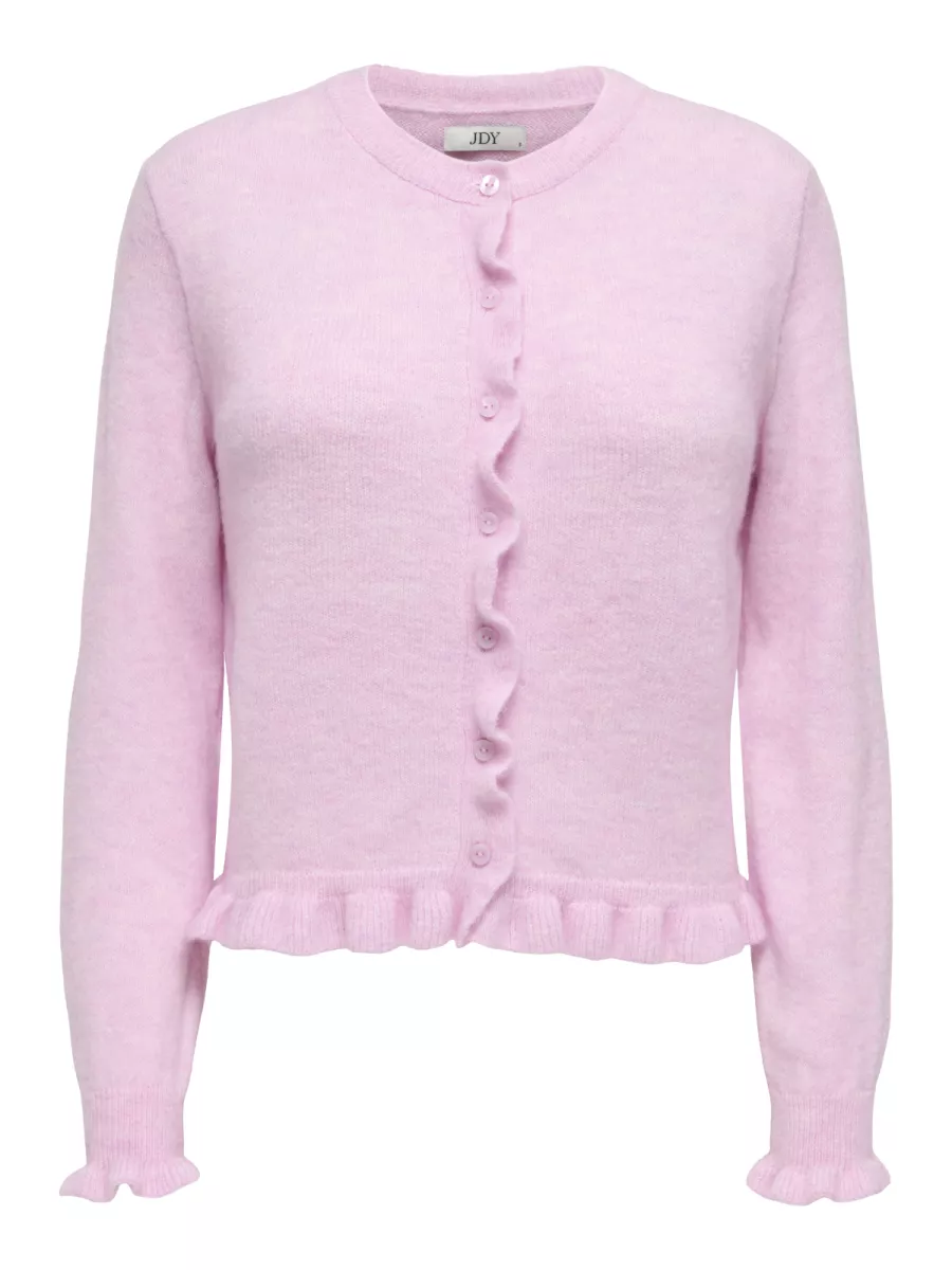 JDY-JDYLETTY L/S ON FRILL CARDIGAN KNT-15363485-Pink Lady-PINK