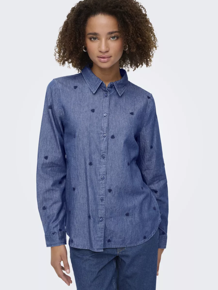JDY-JDYLOVE L/S EMBR SHIRT WVN DIA-15363999-Medium Blue Denim-MIDDEN DENIM