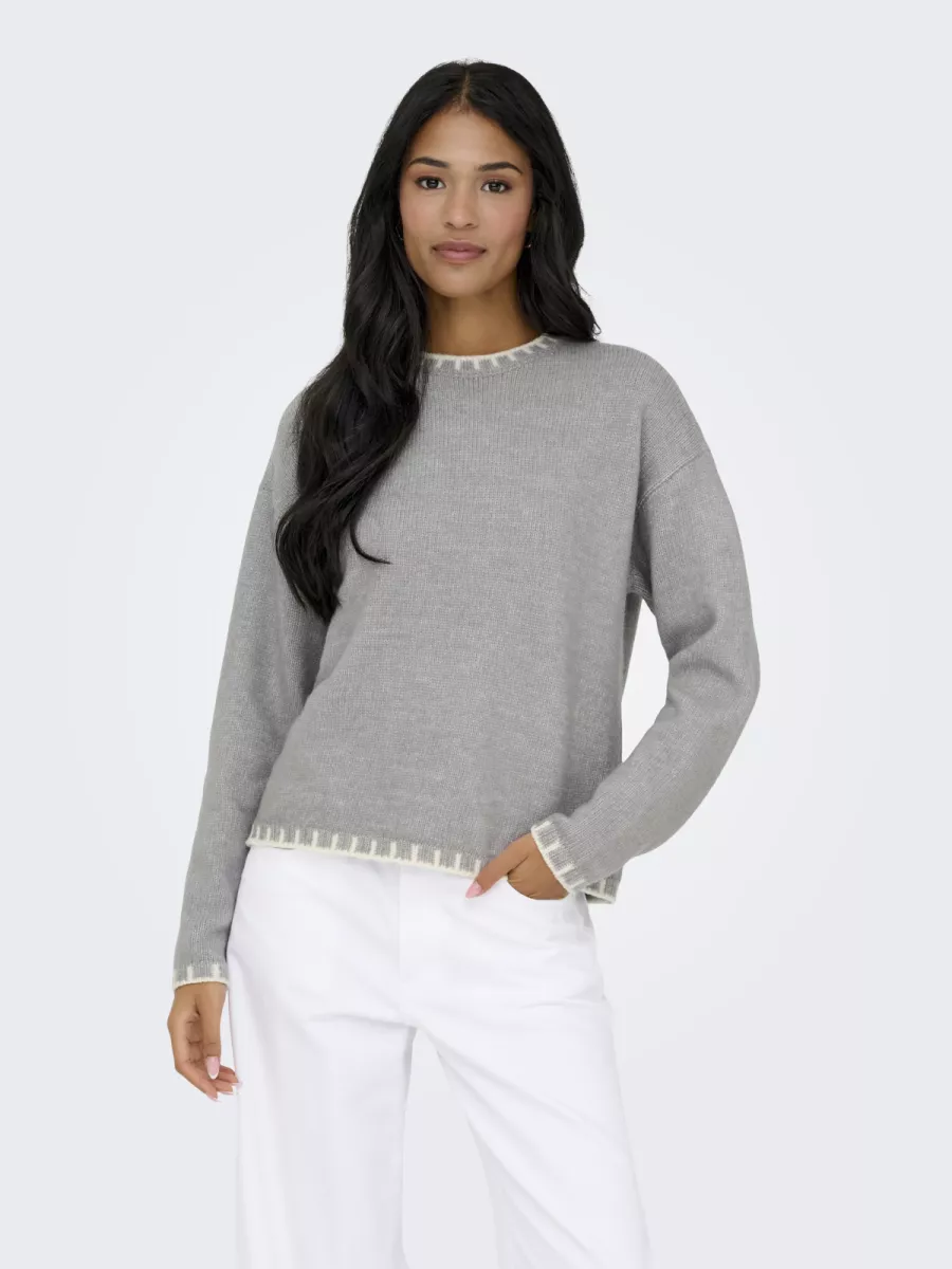 JDY-JDYSILJA L/S ON CONTRAST PULLOVER K-15361187-December Sky-LICHT BLAUW