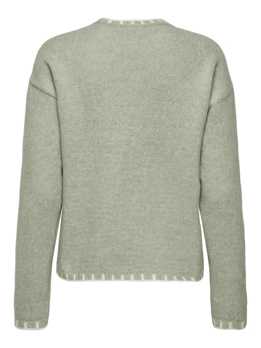 JDY-JDYSILJA L/S ON CONTRAST PULLOVER K-15361187-Seagrass-ZEE GROEN