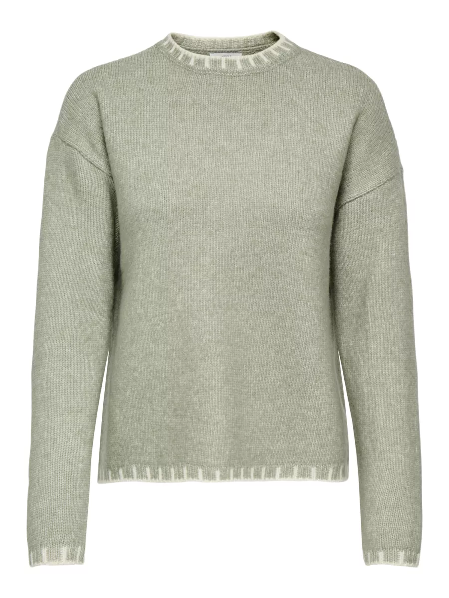 JDY-JDYSILJA L/S ON CONTRAST PULLOVER K-15361187-Seagrass-ZEE GROEN
