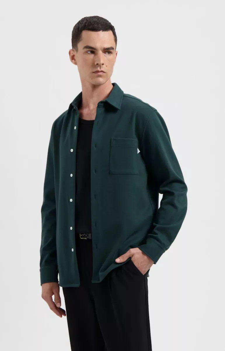 Law of the Sea-Troy soft herringbone shirt-10302-414 sea moss-LEGERGROEN