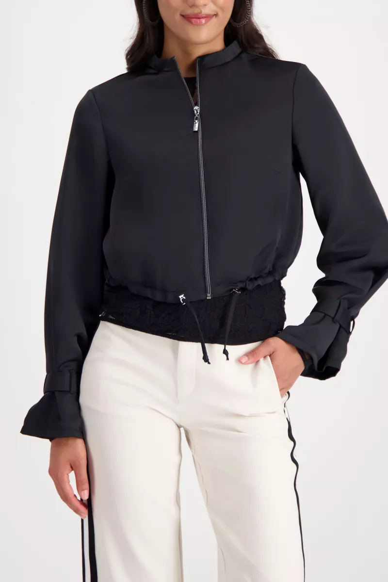 Monari-Satin look blouson-809212-999 Black-ZWART