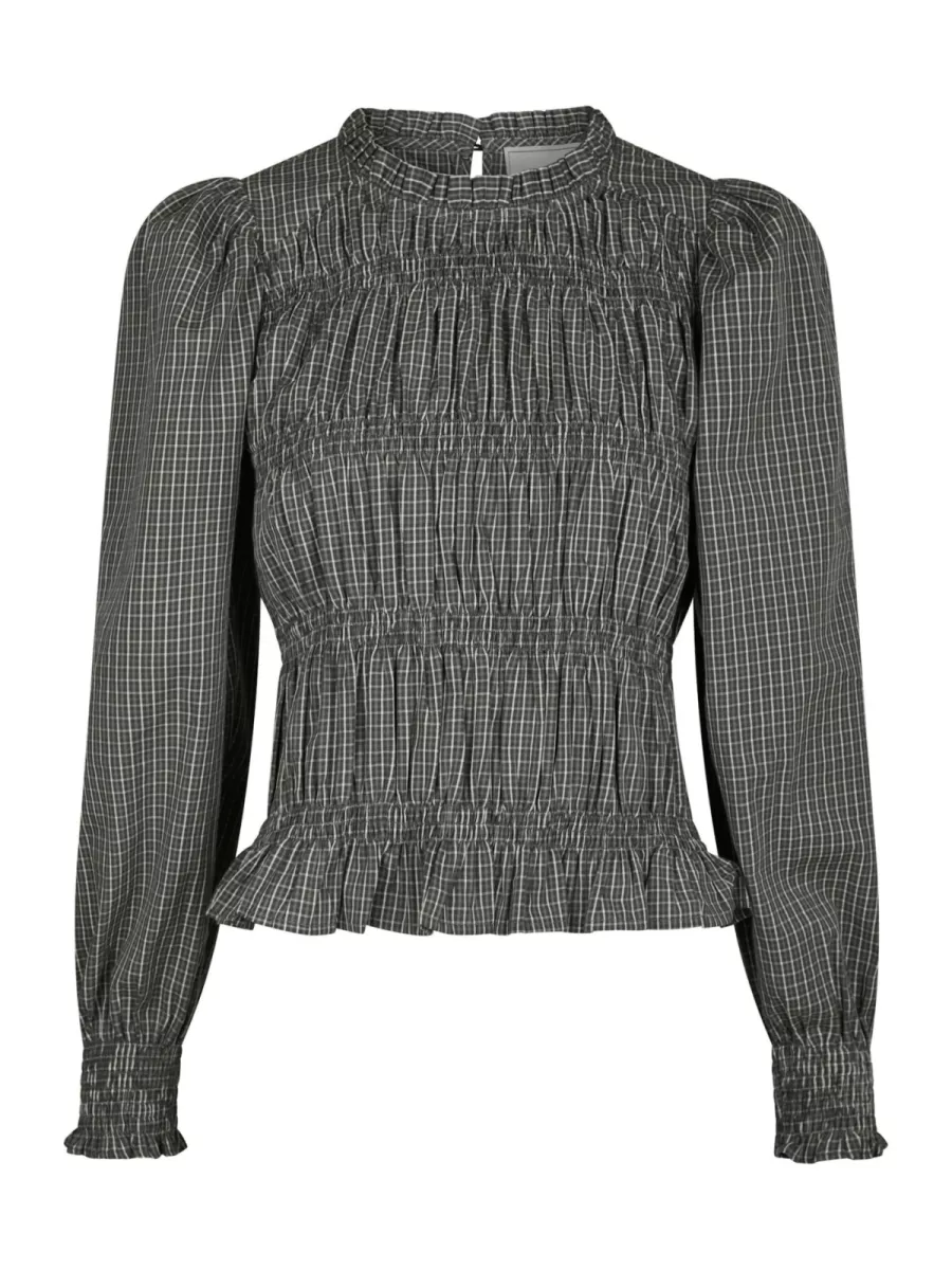 Neo Noir-Marcia Check Blouse-166893-132 Antracite-ANTRACIET