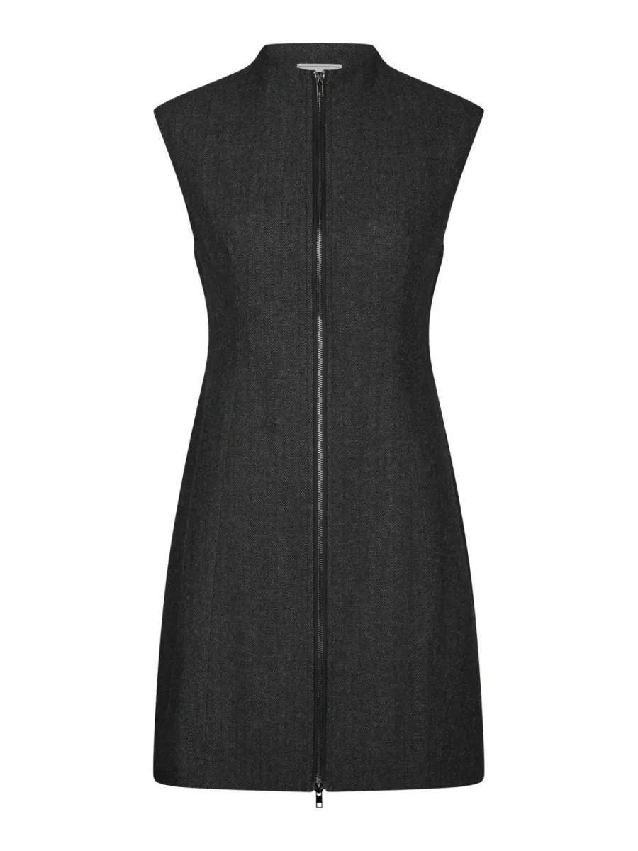 Neo Noir-Melville Herringbone Dress-166190-132 Antracite-ANTRACIET