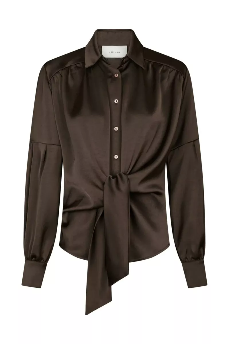 Neo Noir-Naja Satin Shirt-160801-676 Dark Brown-DONKER BRUIN