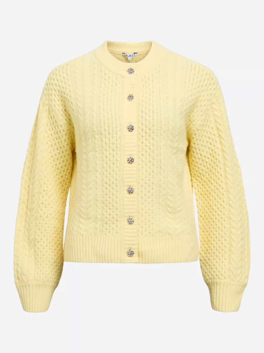 OBJECT-OBJDEBBIE L/S LO KNIT CARDIGAN 143-23048324-Sunlight-GEEL