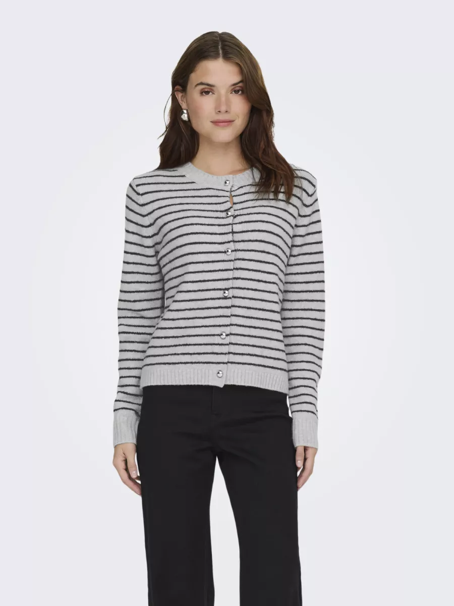 ONLY-ONLCHESTER LIFE LS STRIPE CARDI CC-15361022-Light Grey-LICHT-/PAREL GRIJS