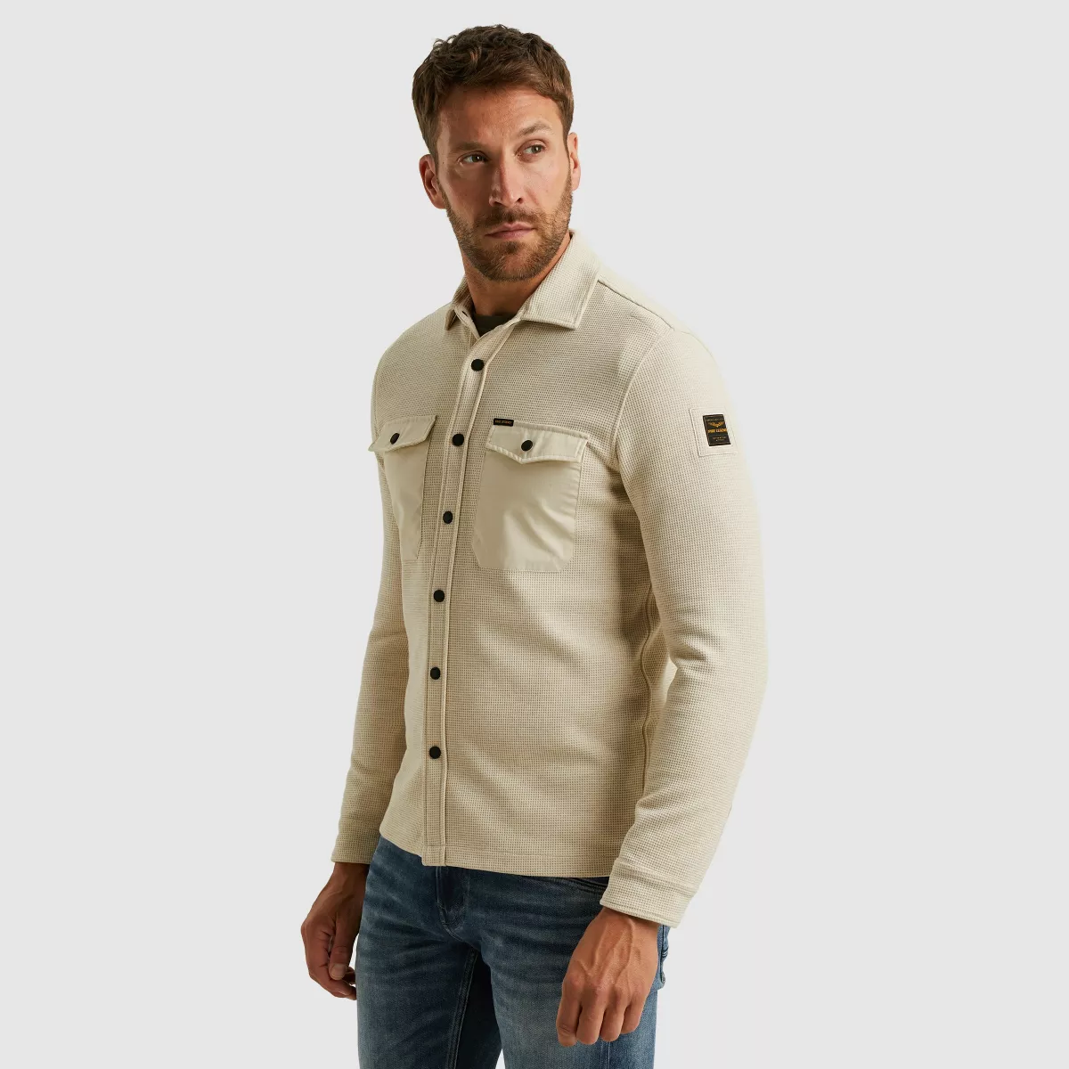 PME LEGEND-LONG SLEEVE SHIRT Waffle Jersey-PSI2511246-7013 Bone white-BEIGE