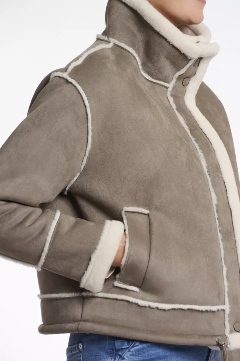 RINO & PELLE-Faux Suede Jacket With Fur Lining-Beck.7002511-Pebble-ZAND