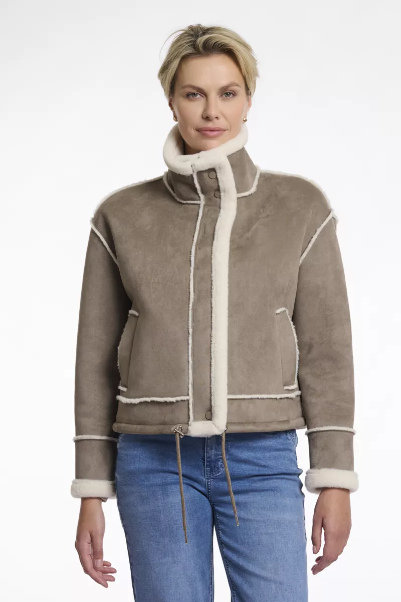 RINO & PELLE-Faux Suede Jacket With Fur Lining-Beck.7002511-Pebble-ZAND