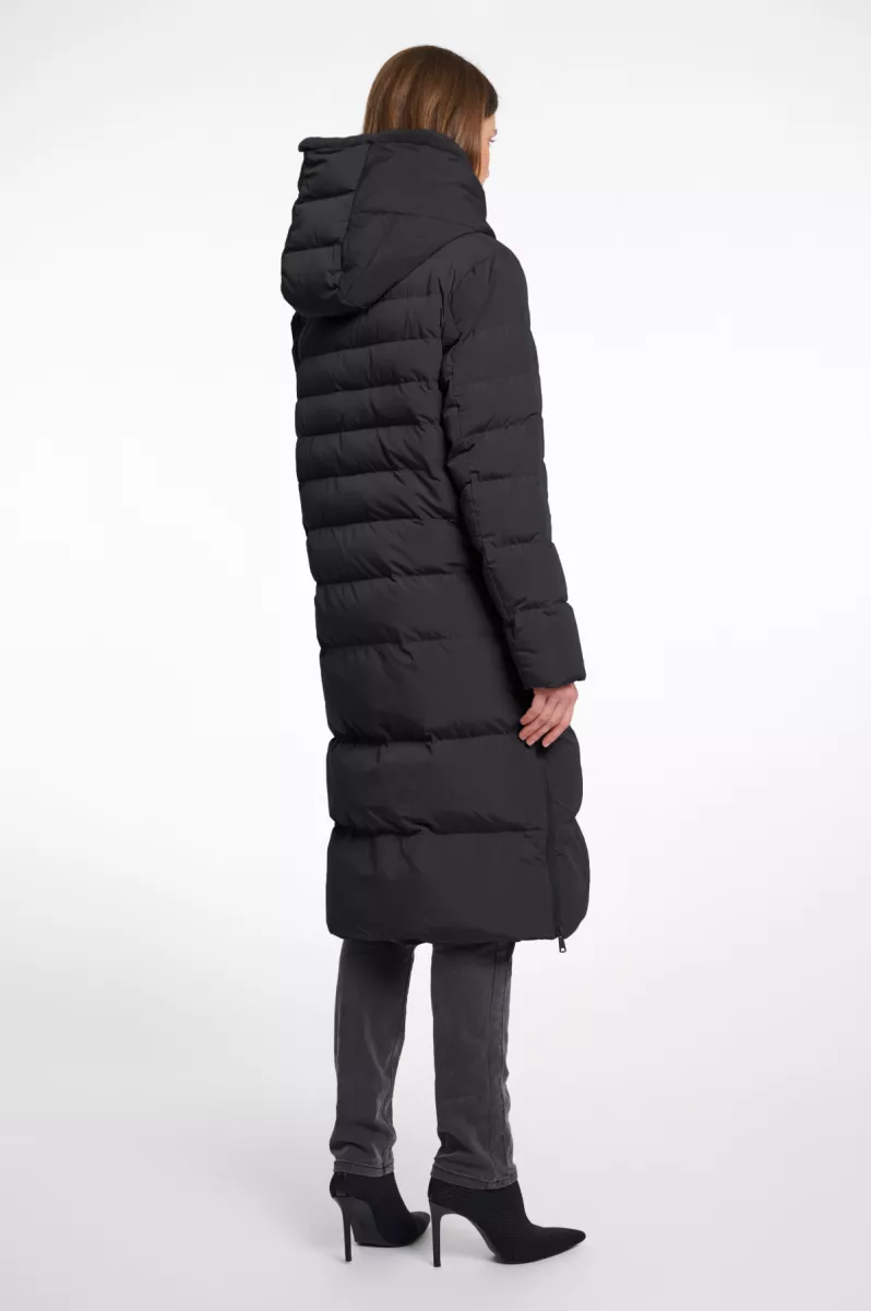 RINO & PELLE-Long Padded Hooded Coat With Faux Fur-Keilafur.7002511-9900 Black-ZWART