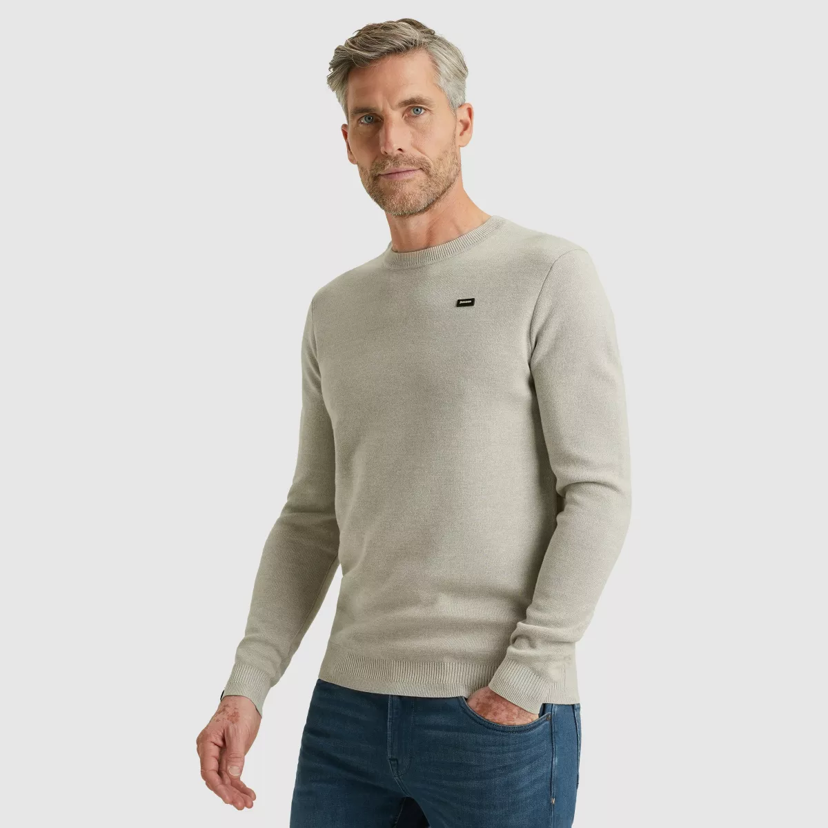Vanguard-Crewneck cotton modal mouline bond-VKW2511344-9048 Paloma-GRIJS