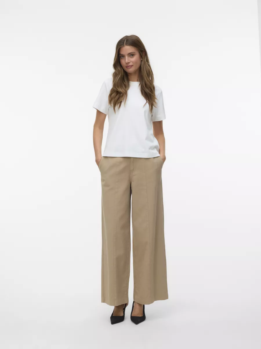 VERO MODA-VMMARLEY MW SUPER WIDE PANT-10338584-Silver Mink-KIT