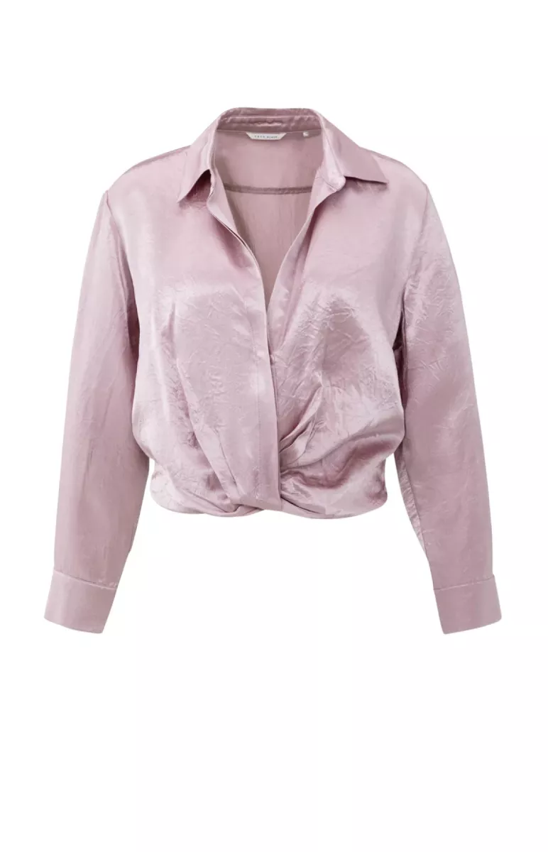 YAYA-Cropped satin blouse; Acetate; 53802-01-201186-511-53802-LICHT PAARS