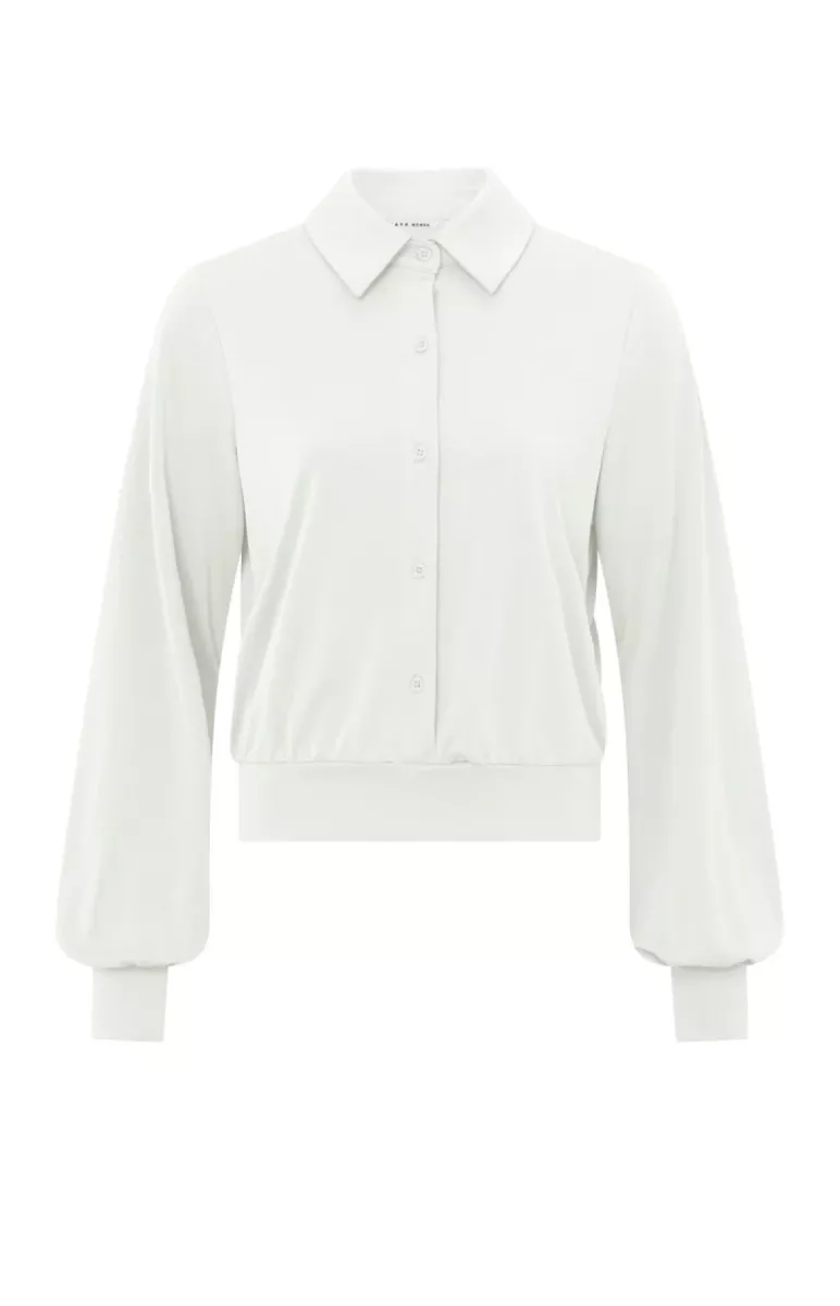 YAYA-Jersey blouse top; Viscose/Polyester-01-709232-10602-OFF WHITE