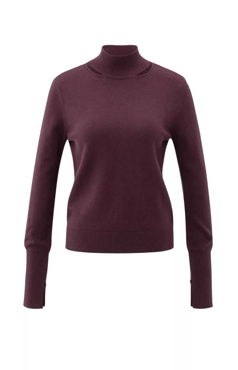 YAYA-Sweater with cut-out neckline; Polyamide/Viscose/Wool/Cashmere; 91619-01-000532-511-91619-PAARS