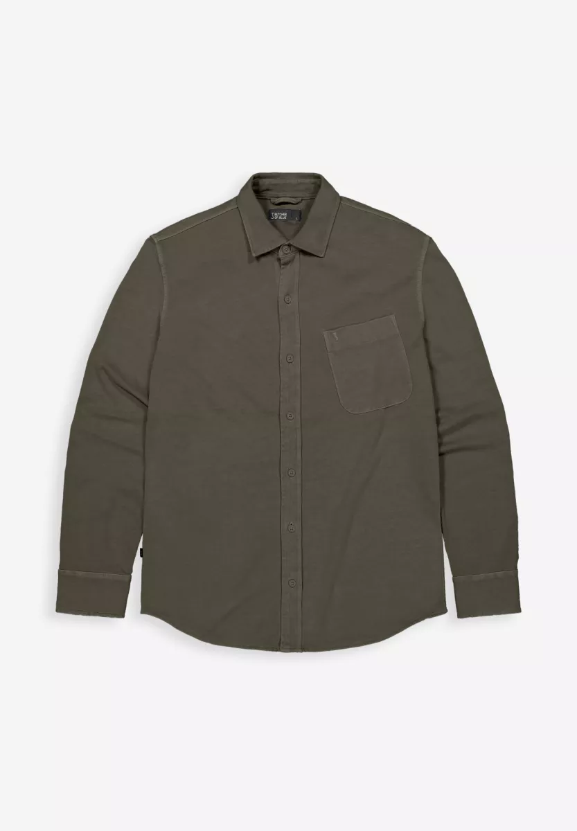 BUTCHER OF BLUE-Aidan peached jersey shirt-M2524035-708 Dk. granite green-GROEN