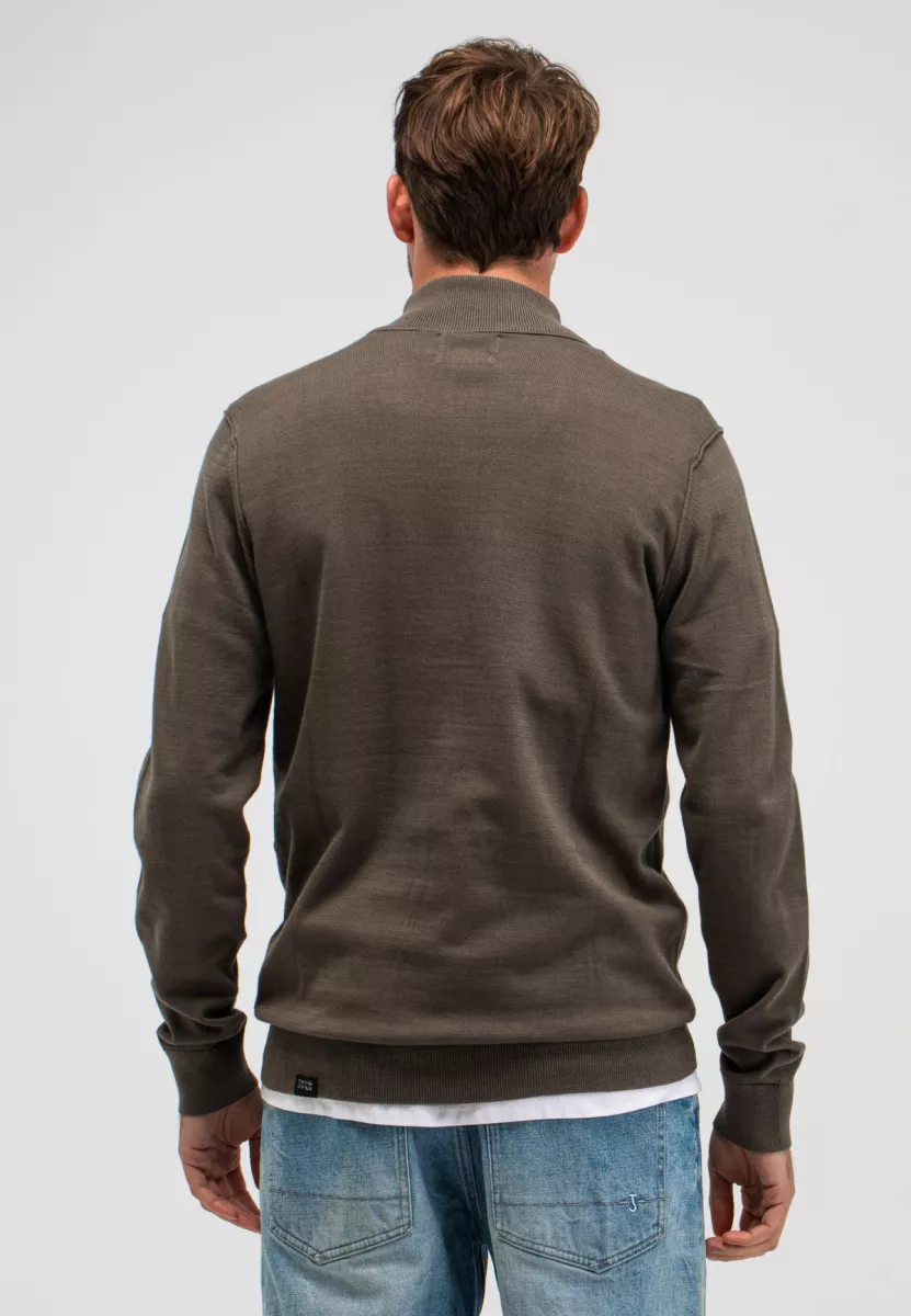 BUTCHER OF BLUE-Clifden co half zip-M2616013-708 dk. granite green-GROEN