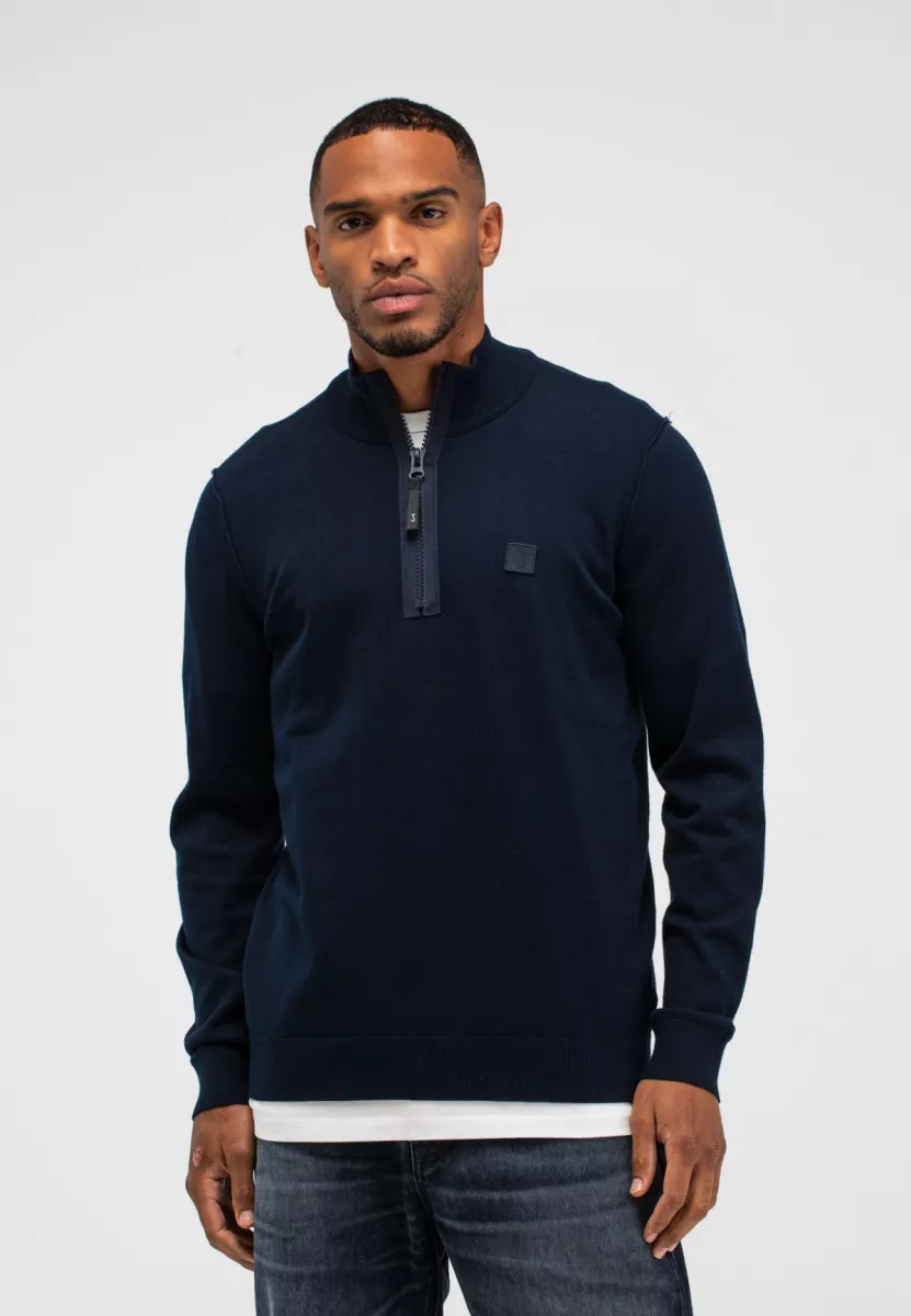 BUTCHER OF BLUE-Clifden co half zip-M2616013-890 alaska blue-BLAUW