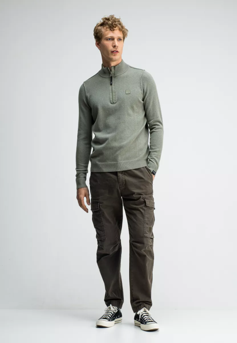 BUTCHER OF BLUE-Clifden halfzip-1926002-756-Granite green-GROEN