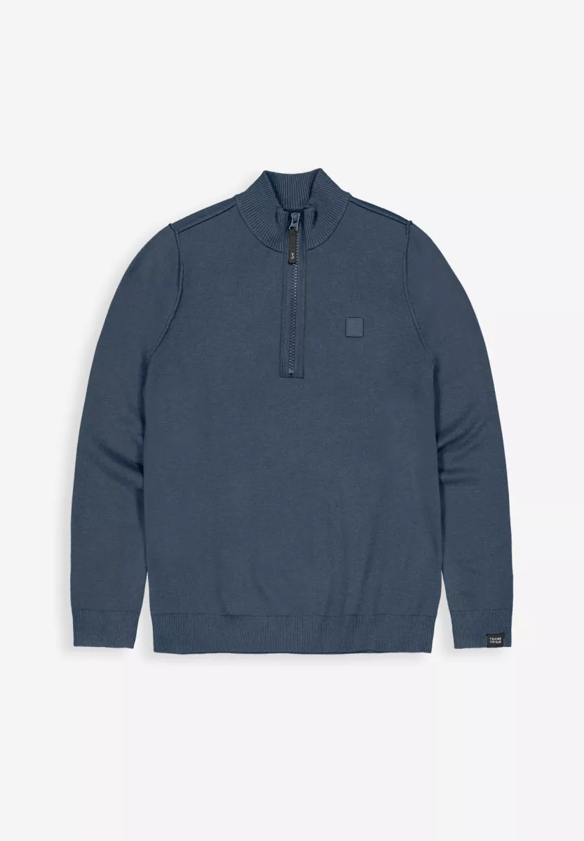 BUTCHER OF BLUE-Clifden halfzip-1926002-817 Schmutz blau-BLAUW