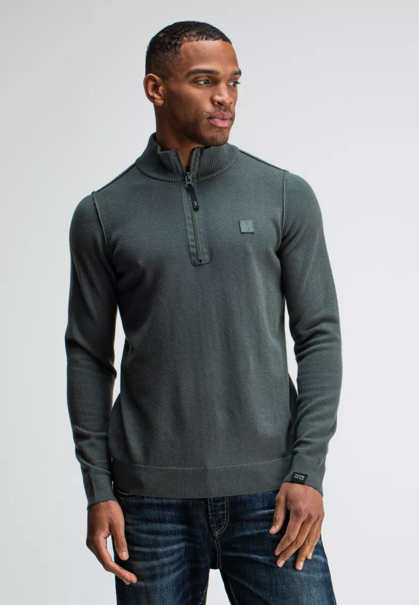 BUTCHER OF BLUE-Clifden halfzip-1926002-994-Grey black-ZWART