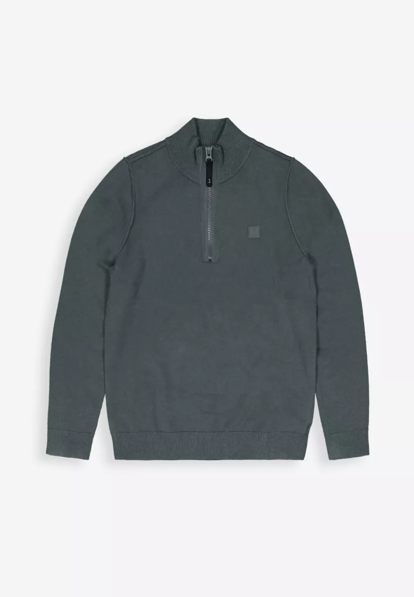 BUTCHER OF BLUE-Clifden halfzip-1926002-994-Grey black-ZWART