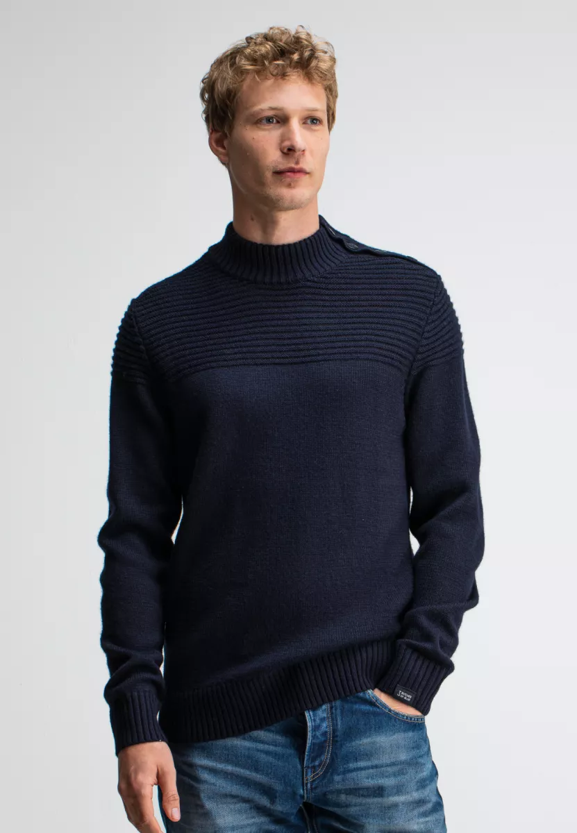 BUTCHER OF BLUE-Morris mock btn-M2526010-890 Alaska blue-NAVY