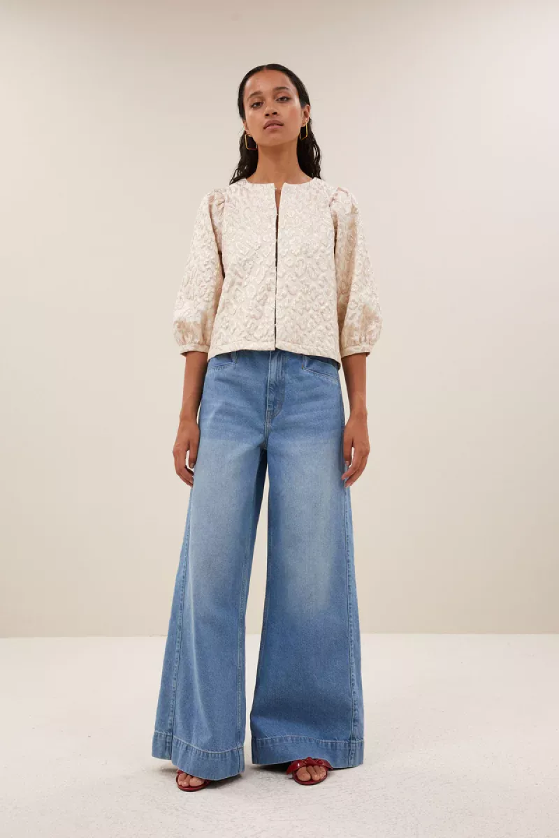 By-bar-Mauri Sparkle Cheetah Blouse-26112060-245 Champagne-CHAMPAGNE