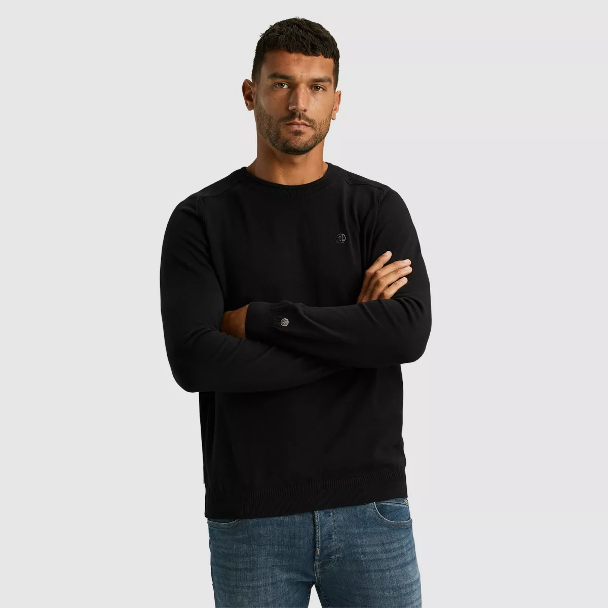 CAST IRON-Crewneck essential cotton stretch-CKW2408300-999 Black-BLACK