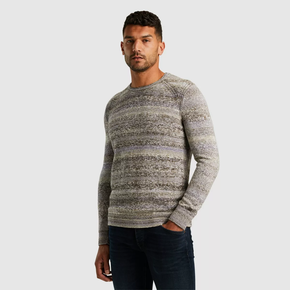 CAST IRON-Crewneck spacedye-CKW2408310-8063 Partridge-GRIJS