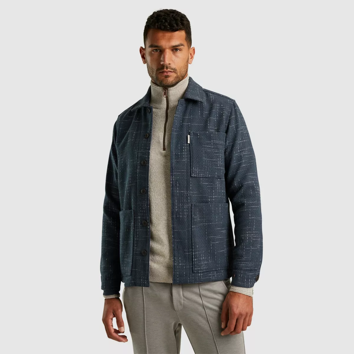 CAST IRON-Long Sleeve Shirt YD Semi Solid Re-CSI2411278-5442 Sea storm-BLAUW