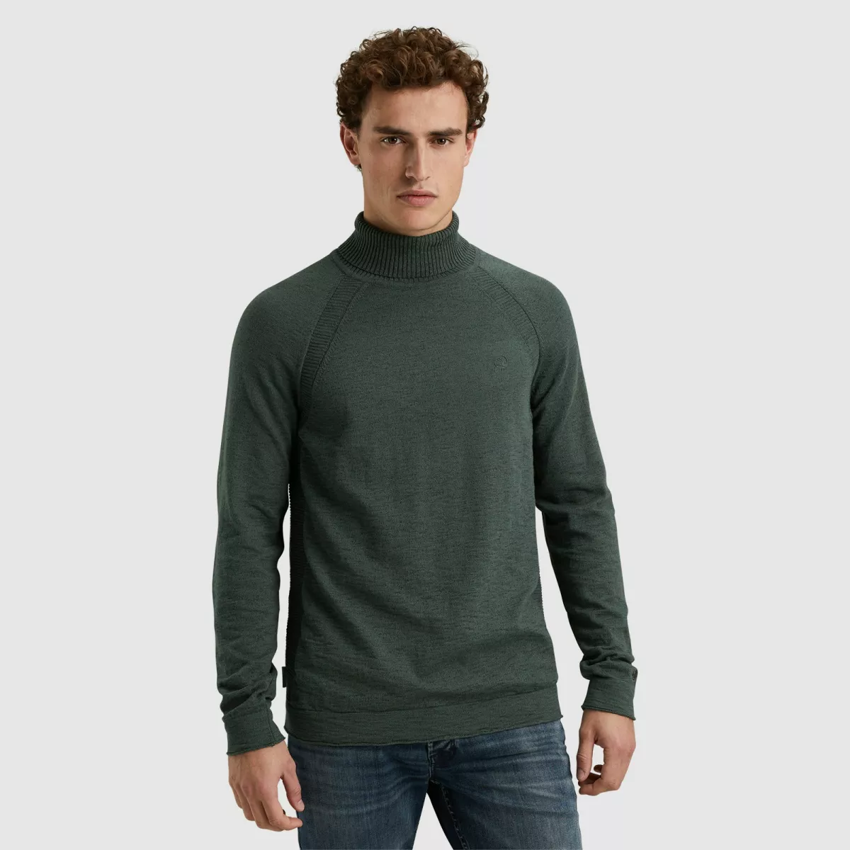CAST IRON-Roll neck cotton heather-CKW2409322-6026 Urban chic-DONKER GROEN