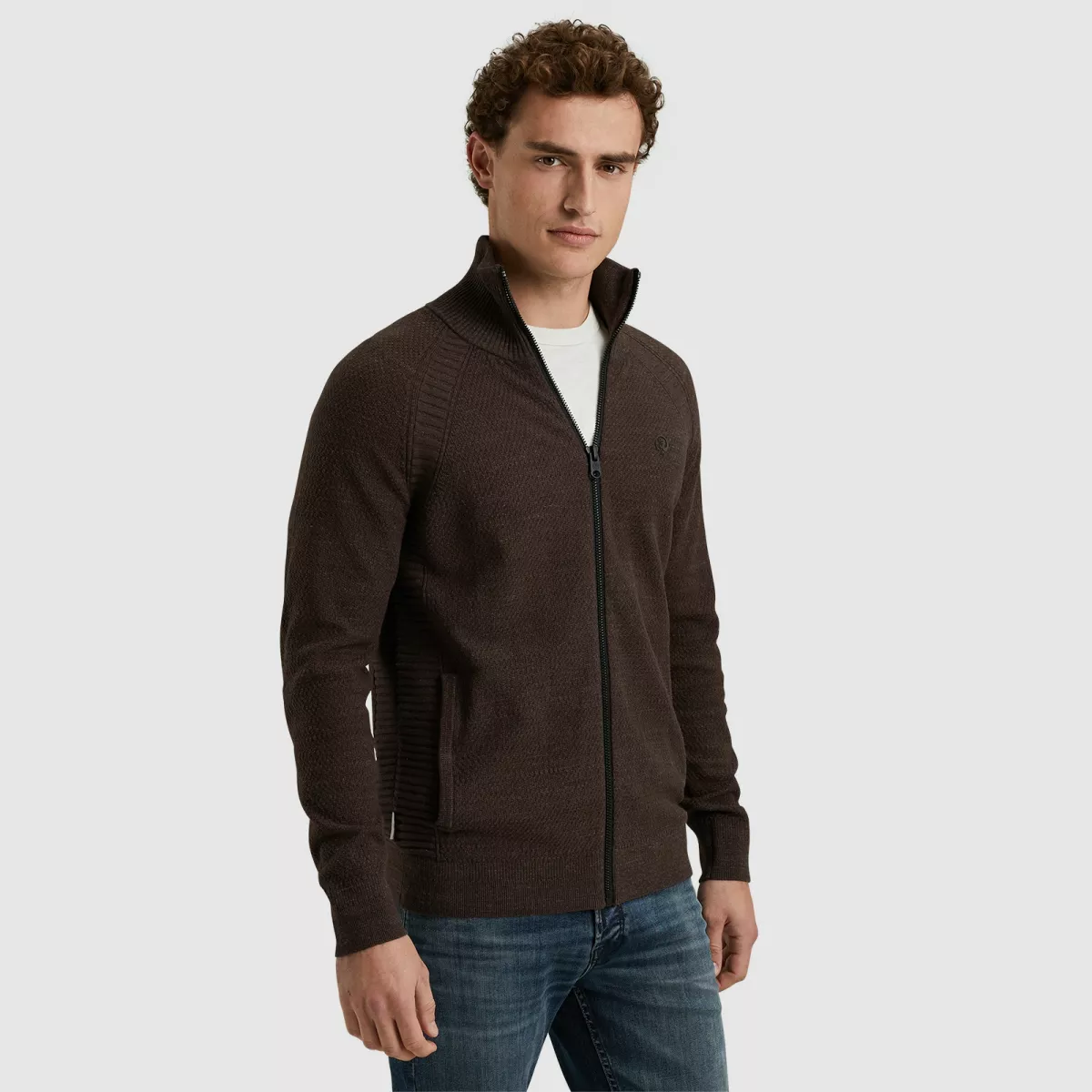 CAST IRON-Zip jacket cotton heather plated b-CKC2409354-8088 Coffee bean-CAFE