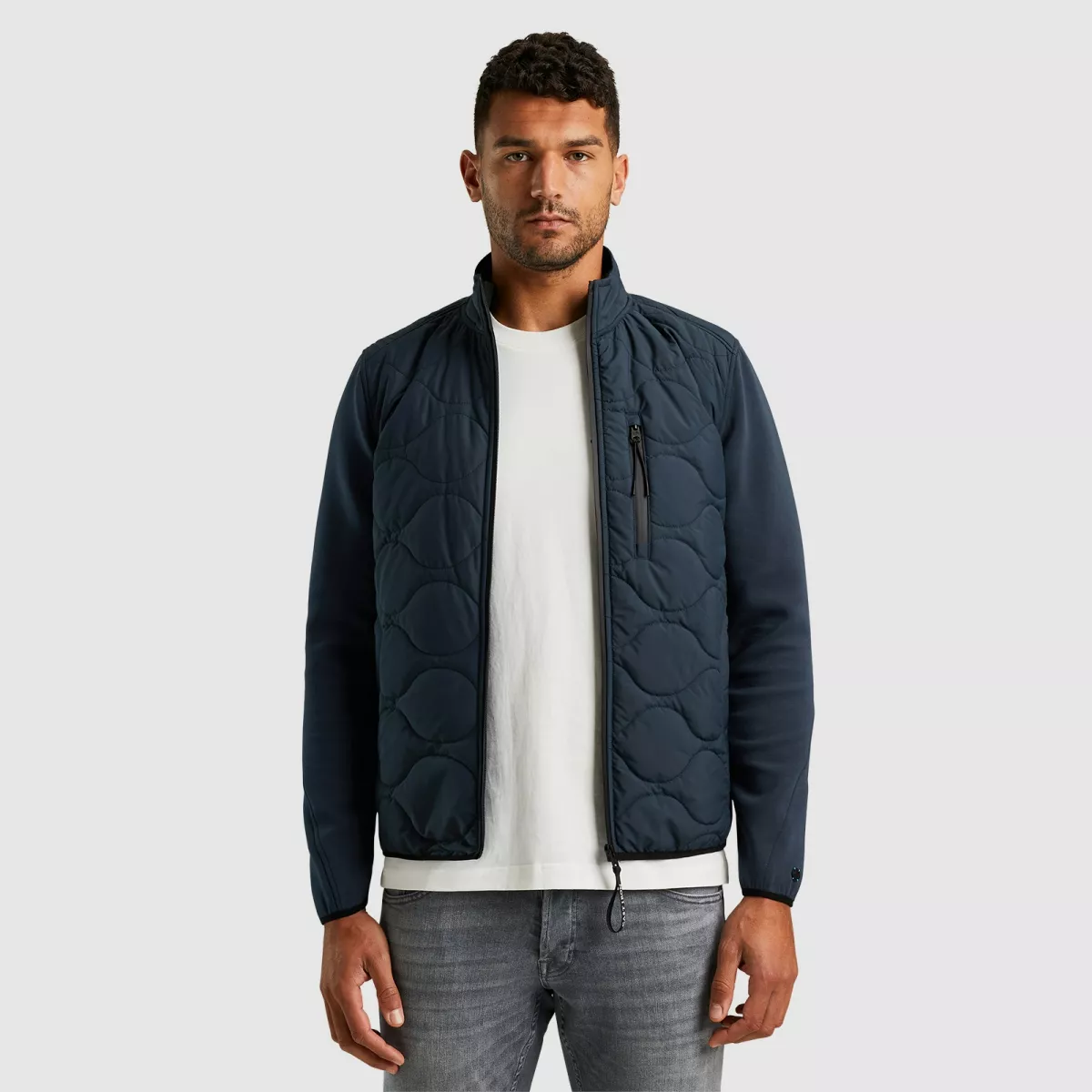 CAST IRON-Zip jacket interlock-CSW2408433-5442 Sea storm-BLAUW