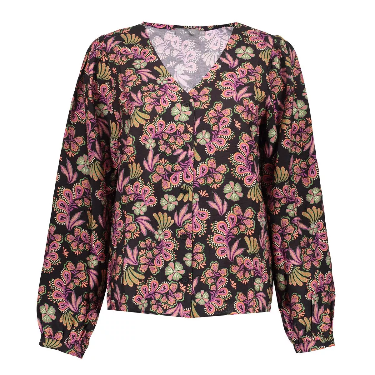 GEISHA-Blouse-53901-20-999 Black coral-ZWART