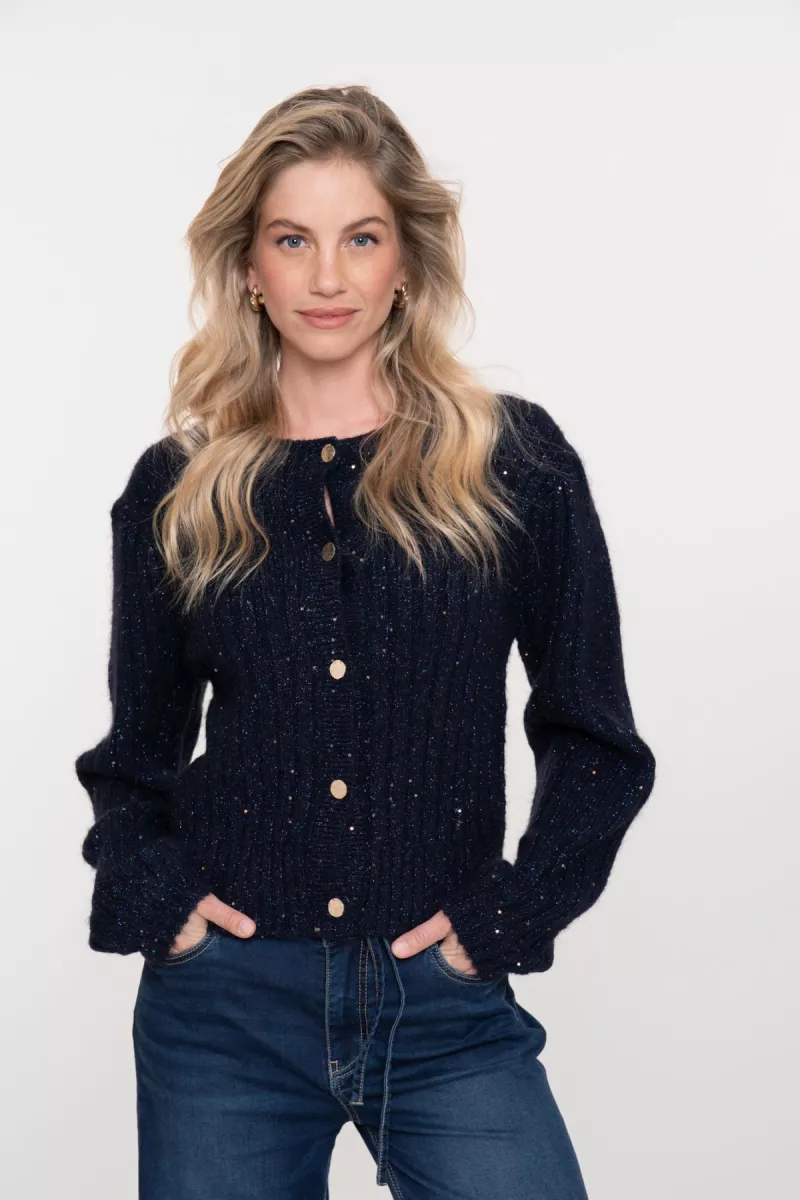 GEISHA-Cardigan lurex & sequinces-54853-14-675 Navy-NAVY