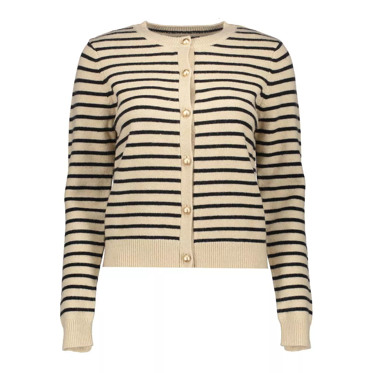 GEISHA-Cardigan stripes-54805-10-720 Sand black-ZAND