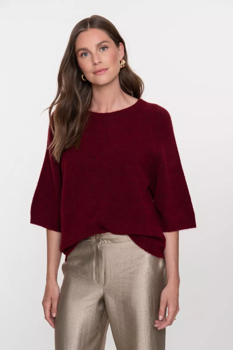 GEISHA-Pull 3/4 sleeve-54890-70-470 Bordeaux-BORDEAUX
