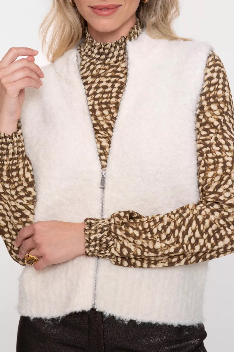 GEISHA-Pullover sleeveless with zipper-54835-29-010 Off white-OFF WHITE