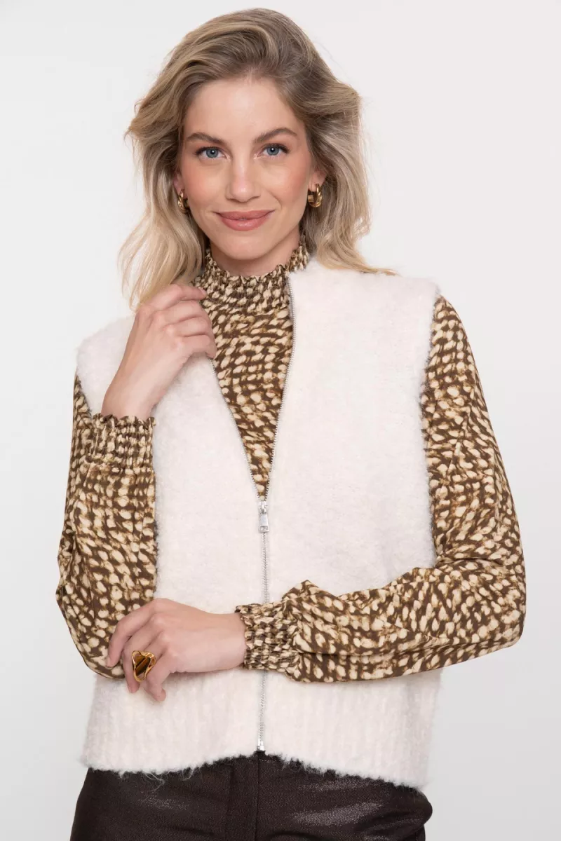 GEISHA-Pullover sleeveless with zipper-54835-29-010 Off white-OFF WHITE