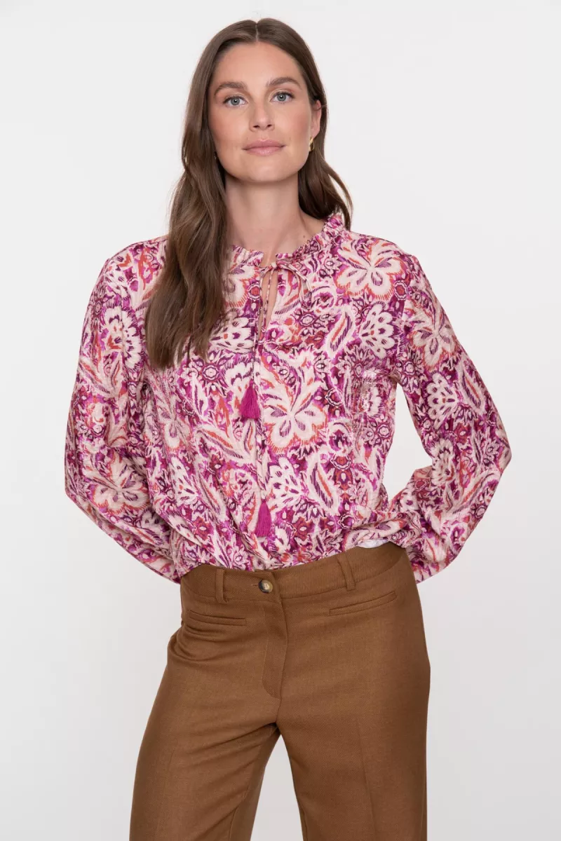 GEISHA-Top-53912-20-445 Fuchsia off white-FUCHSIA