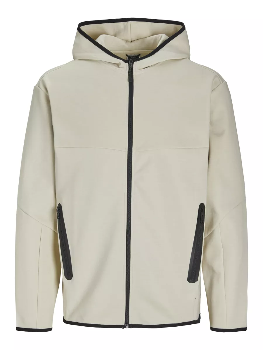 JACK & JONES-JCOFUSION SWEAT ZIP HOOD NOOS-12260150-Moonbeam-CREME