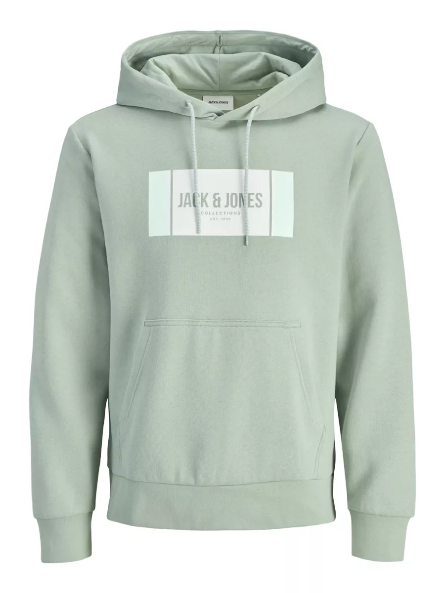 JACK & JONES-JJHAYATO SWEAT HOOD BTS LN-12278614-Iceberg green-GROEN
