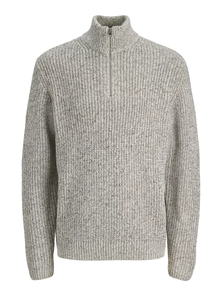 JACK & JONES-JORBLEECKER KNIT HALF ZIP BF-12290085-Sea salt-OFF WHITE