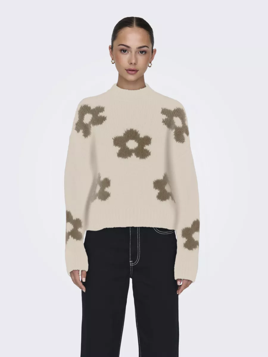 JDY-JDYKILIAN FLOWER L/S PULLOVER KNT-15341564-Ecru-ECRU