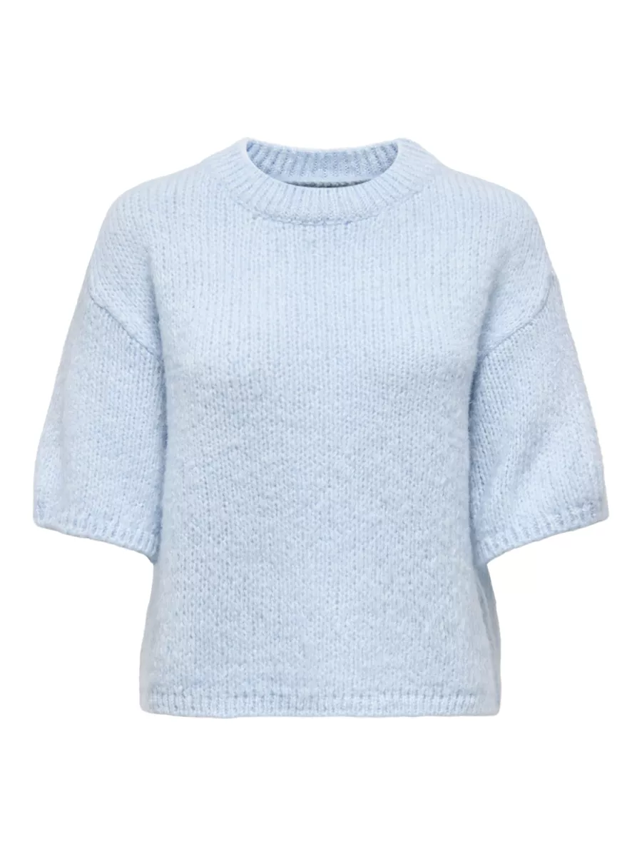 JDY-JDYLINEA S/S PULLOVER O-NECK KNT NO-15367237-Cashmere Blue-BLUE