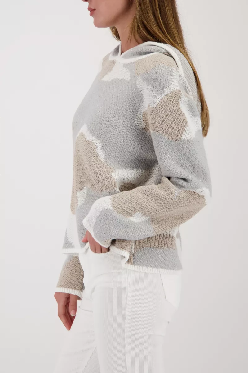 Monari-Knit sweater with cloud print-809639-196 Lattemacchiato pattern-BRUIN